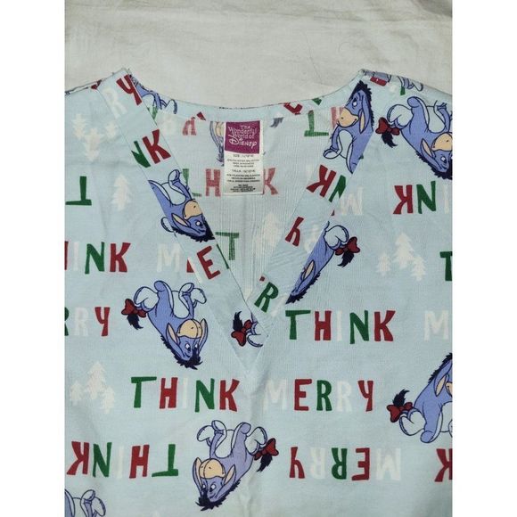 Disney Christmas Scrub Top Eeore size Large - Picture 1 of 2